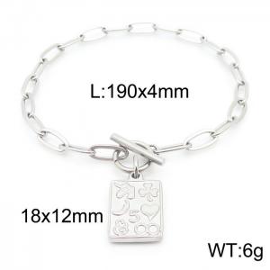 Hand make women's stainless steel thick link chain classic rectangle bracelet - KB161806-Z