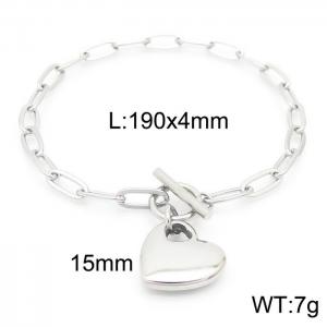 Hand make women's stainless steel thick link chain classic heart bracelet - KB161808-Z