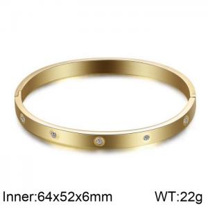 Stainless Steel Stone Bangle - KB161816-WGZJ