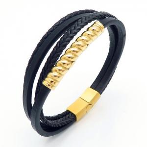 Stainless Steel Leather Bracelet - KB162397-YY