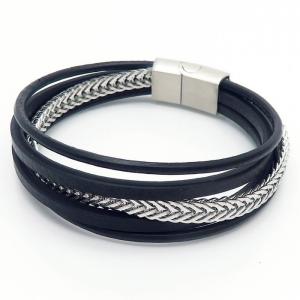Stainless Steel Leather Bracelet - KB162410-YY