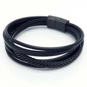 Stainless Steel Leather Bracelet - KB162411-YY