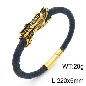 Stainless Steel Leather Bracelet - KB162449-KFC