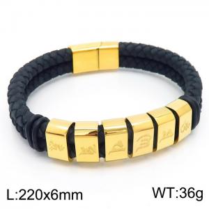 Stainless Steel Leather Bracelet - KB162450-KFC