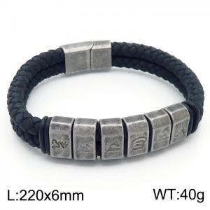 Stainless Steel Leather Bracelet - KB162451-KFC