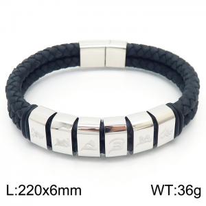 Stainless Steel Leather Bracelet - KB162453-KFC