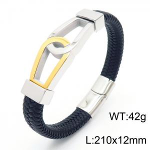Stainless Steel Leather Bracelet - KB162721-KFC