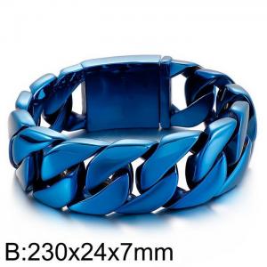 Men's Cuban Bright Face Thick Shiny Bracelet Hip-hop Fashion Men's Blue Bracelet - KB162788-KJX