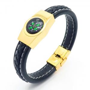 Stainless Steel Leather Bracelet - KB163182-YY