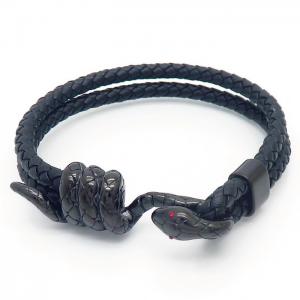 Stainless Steel Leather Bracelet - KB163202-YY