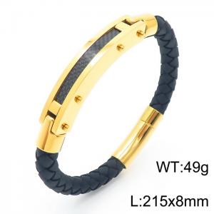 Personalized Stainless Steel Braided Rope Charm magnetic button leather Bracelets - KB163587-KFC
