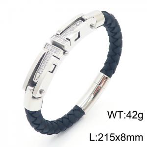 Personalized Stainless Steel Braided Rope Charm magnetic button leather Bracelets - KB163596-KFC