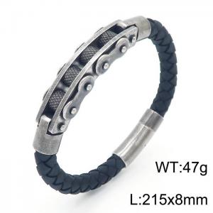 Personalized Stainless Steel Braided Rope Charm magnetic button leather Bracelets - KB163606-KFC