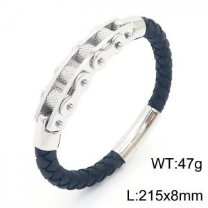Personalized Stainless Steel Braided Rope Charm magnetic button leather Bracelets - KB163608-KFC