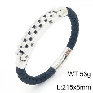 Personalized Stainless Steel Braided Rope Charm magnetic button leather Bracelets - KB163621-KFC