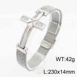 Popular accessory mesh watch strap bracelet men's titanium steel cross diamond bracelet - KB163690-KLHQ