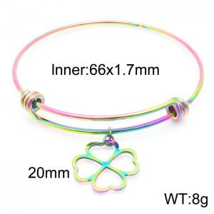 Stainless Steel Women's Colorful Telescopic Four leaf Grass Bracelet - KB163866-Z