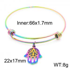 Stainless steel women's colorful telescopic palm shaped bracelet - KB163869-Z