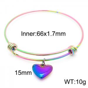 Stainless Steel Women's Colorful Telescopic Heart Bracelet - KB163874-Z