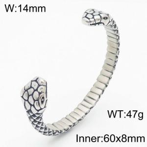 Stainless steel double-headed snake opening bracelet for men - KB163988-KJX