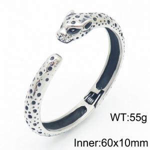 Stainless steel open leopard head bracelet for men - KB164107-KJX