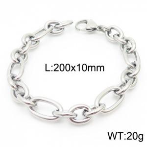 10mm20cmMinimal men's and women's irregular O-ring chain lobster clasp silver bracelet - KB164167-Z