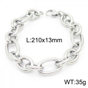 13mm21cmMinimal men's and women's irregular O-ring chain lobster clasp silver bracelet - KB164169-Z