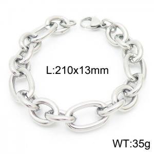 13mm21cmMinimal men's and women's irregular O-ring chain lobster clasp silver bracelet - KB164169-Z