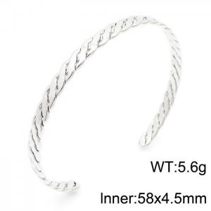 C-shaped opening adjustable steel wire braided twisted gold women's bracelet - KB164171-KFC