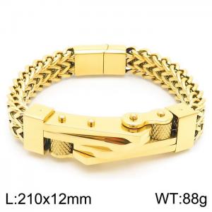 Motorcycle Bent sheet Double layer Franco Chain Magnet Buckle Men's Bracelet - KB164180-KFC