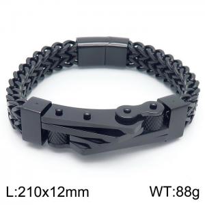 Motorcycle Bent sheet Double layer Franco Chain Magnet Buckle Men's Bracelet - KB164181-KFC