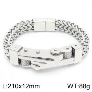 Motorcycle Bent sheet Double layer Franco Chain Magnet Buckle Men's Bracelet - KB164182-KFC