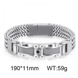 Mesh belt CNC stone inlaid double-layer Franco Chain magnet clasp men's bent piece bracelet - KB164185-KFC