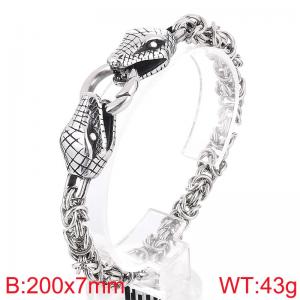 Rock punk style Zodiac Double Snake Head Imperial Chain stainless steel spring buckle bracelet for men - KB164525-Z