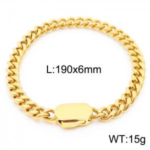 Stylish simple stainless steel Cuban chain neutral bracelet - KB164526-Z