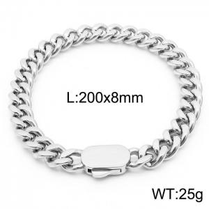 Stylish simple stainless steel Cuban chain neutral bracelet - KB164529-Z