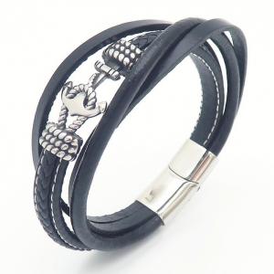 Stainless Steel Leather Bracelet - KB164745-QM