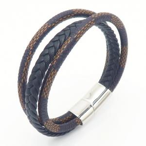 Stainless Steel Leather Bracelet - KB164746-QM