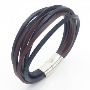 Stainless Steel Leather Bracelet - KB164754-QM