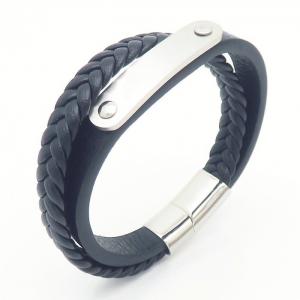 Stainless Steel Leather Bracelet - KB164758-QM