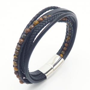 Stainless Steel Leather Bracelet - KB164759-QM
