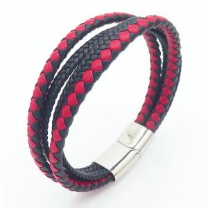 Stainless Steel Leather Bracelet - KB164760-QM