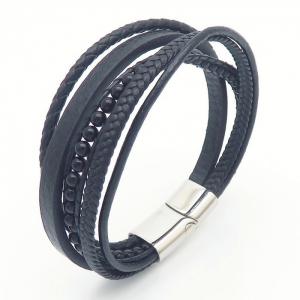 Stainless Steel Leather Bracelet - KB164762-QM