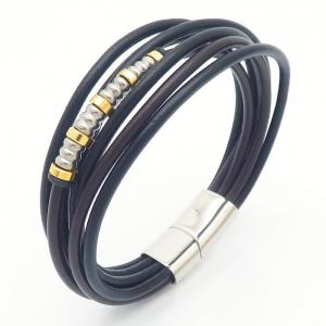 Stainless Steel Leather Bracelet - KB164763-QM