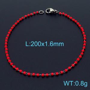 Red Crystal Bead Stainless Steel Bracelet - KB164835-Z