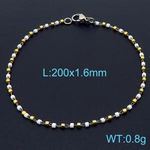 White Yellow Mix Color Crystal Bead Stainless Steel Bracelet - KB164840-Z