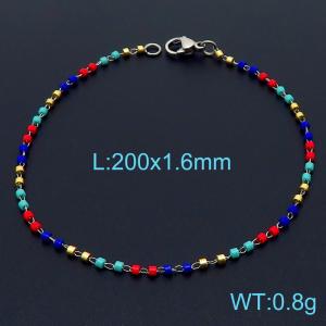 Mixed Color Crystal Bead Stainless Steel Bracelet - KB164842-Z