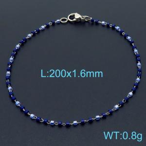 Mixed Blue Color Crystal Bead Stainless Steel Bracelet - KB164843-Z