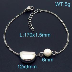 Lovely wind Acacia bean stainless steel women's silver bracelet - KB165105-KFC