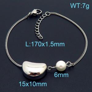 Lovely wind Acacia bean stainless steel women's silver bracelet - KB165107-KFC